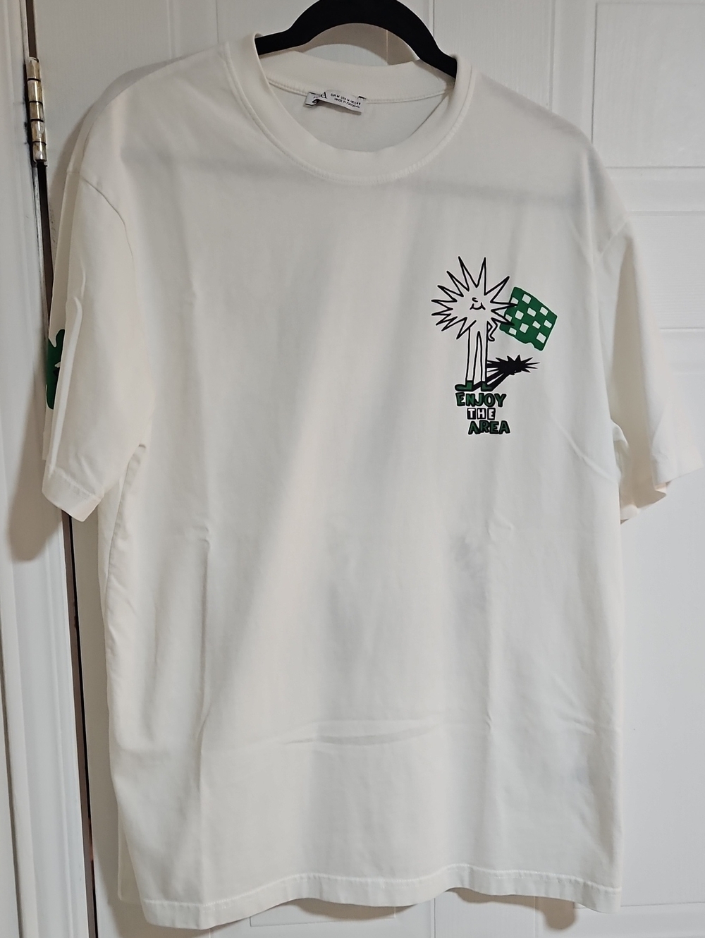 Womens White Graphic Tee Tshirt - Enjoy The Area Zara Medium